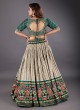 Green and Cream Patola Printed Lehenga Choli